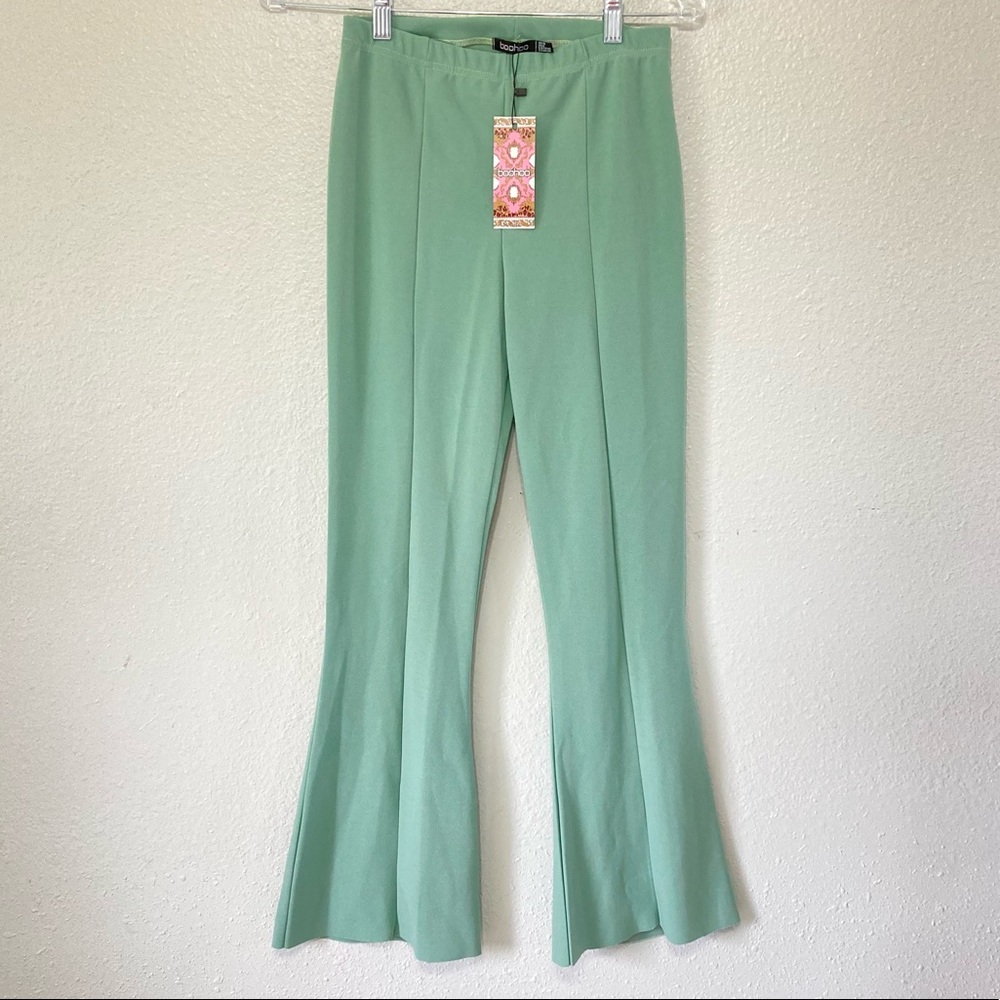 Boohoo mint flared pants